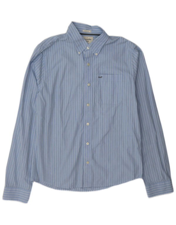 Abercrombie & Fitch Mens Muscle Shirt XL Blue Pinstripe Cotton