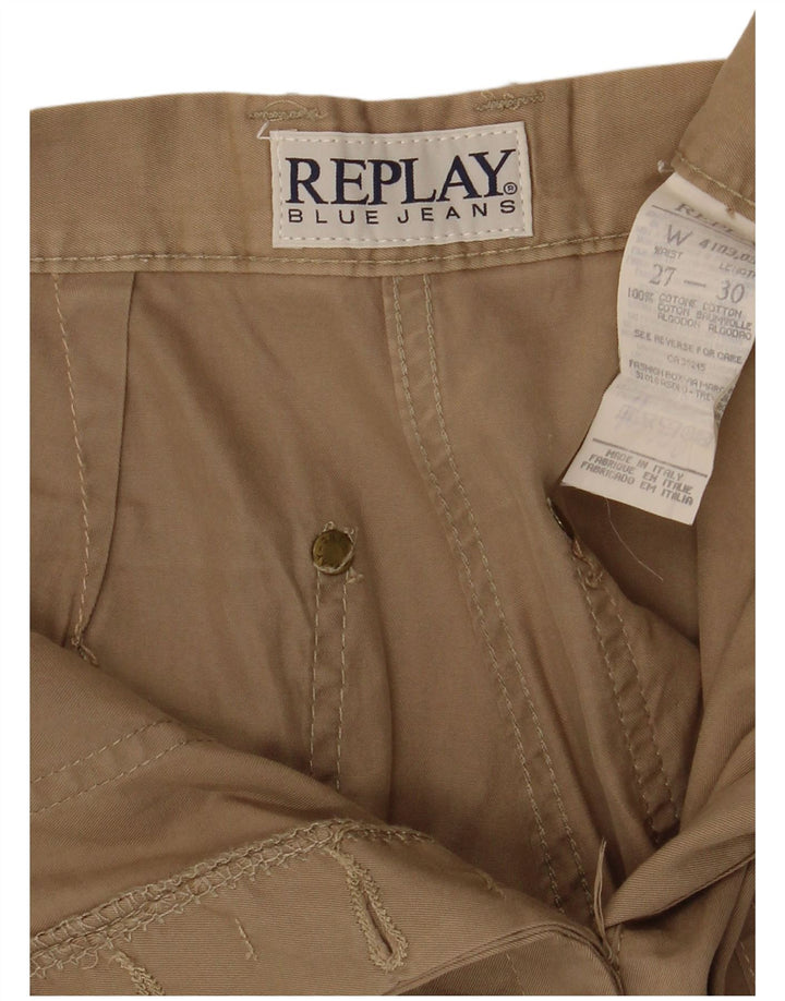 REPLAY Womens Straight Cargo Trousers W27 L30 Beige Cotton