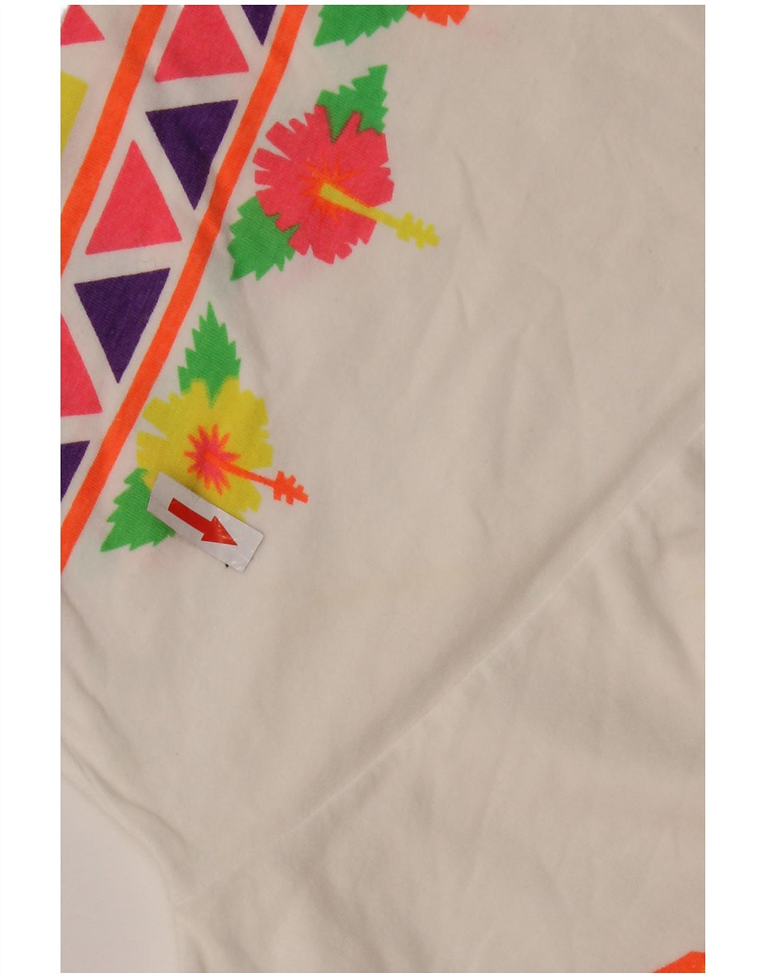 Vintage Mens Graphic T-Shirt Top Medium White Floral