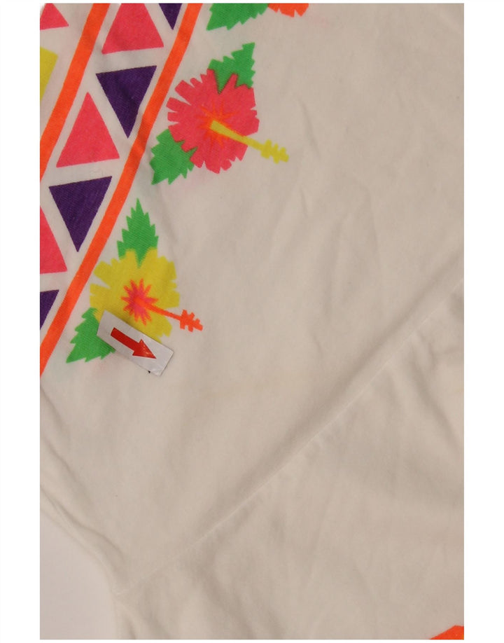 Vintage Mens Graphic T-Shirt Top Medium White Floral