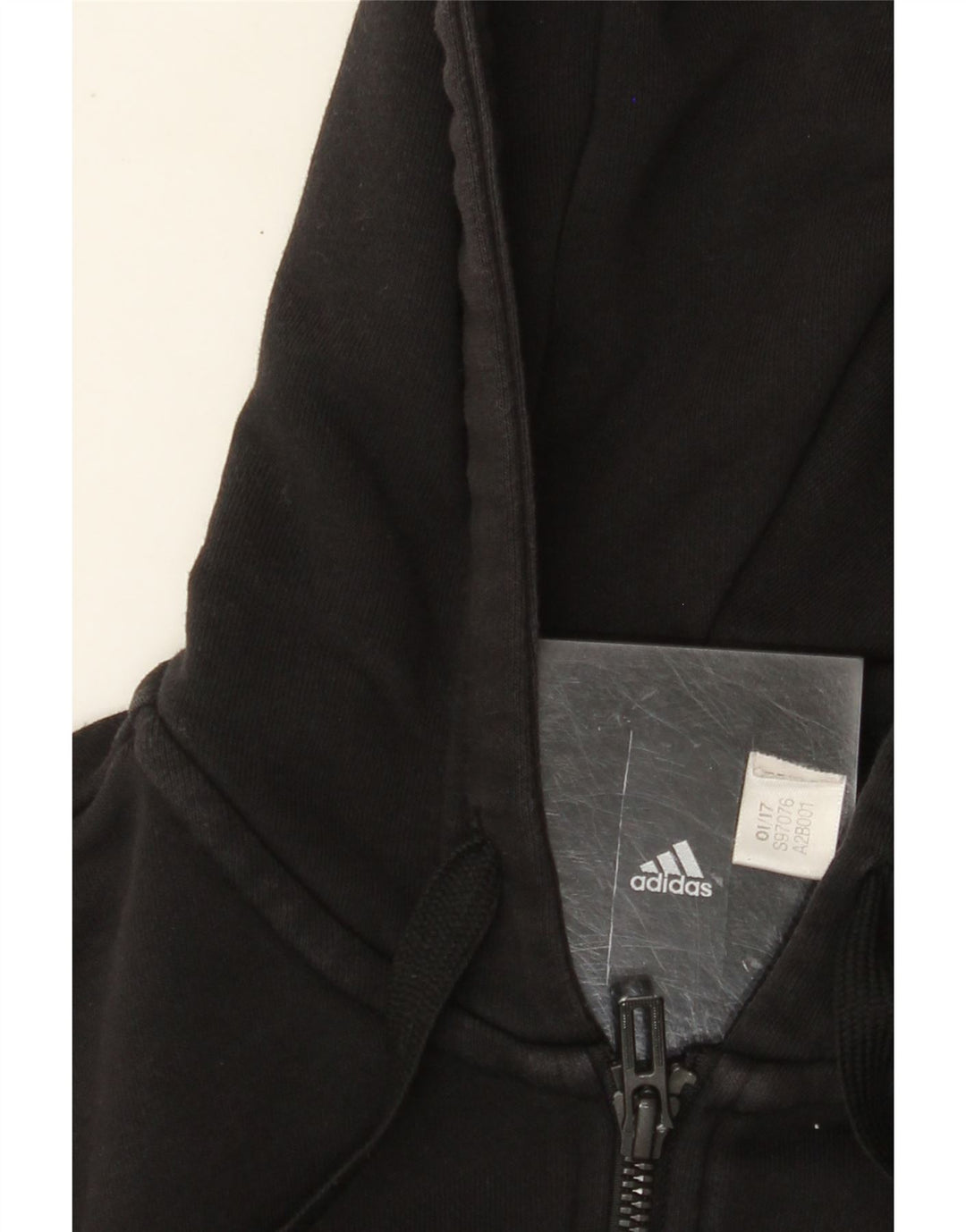 ADIDAS Womens Graphic Zip Hoodie Sweater UK 12 Medium Black
