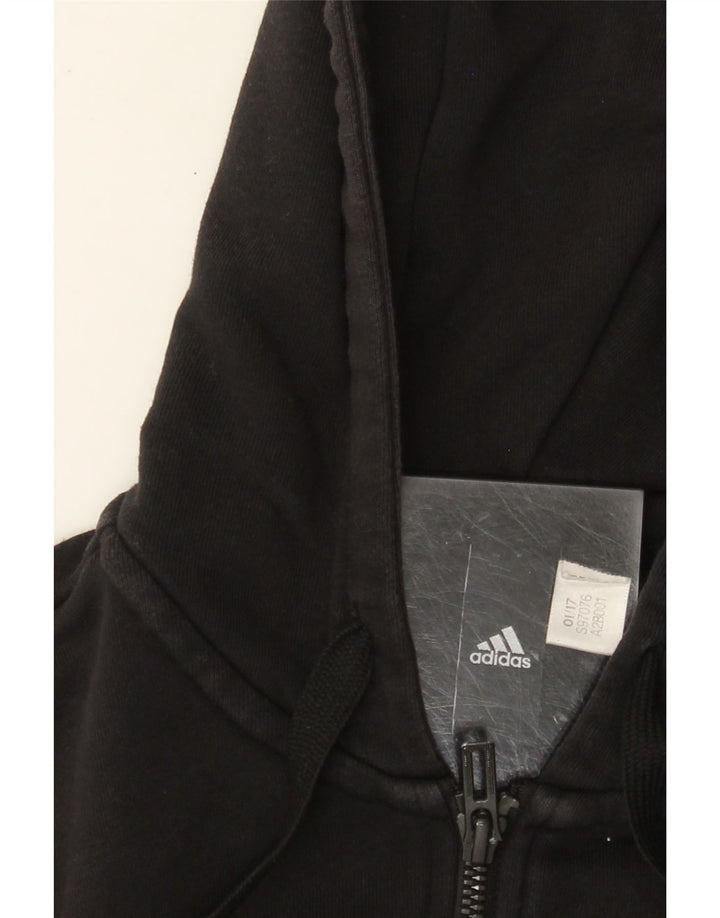 ADIDAS Womens Graphic Zip Hoodie Sweater UK 12 Medium Black
