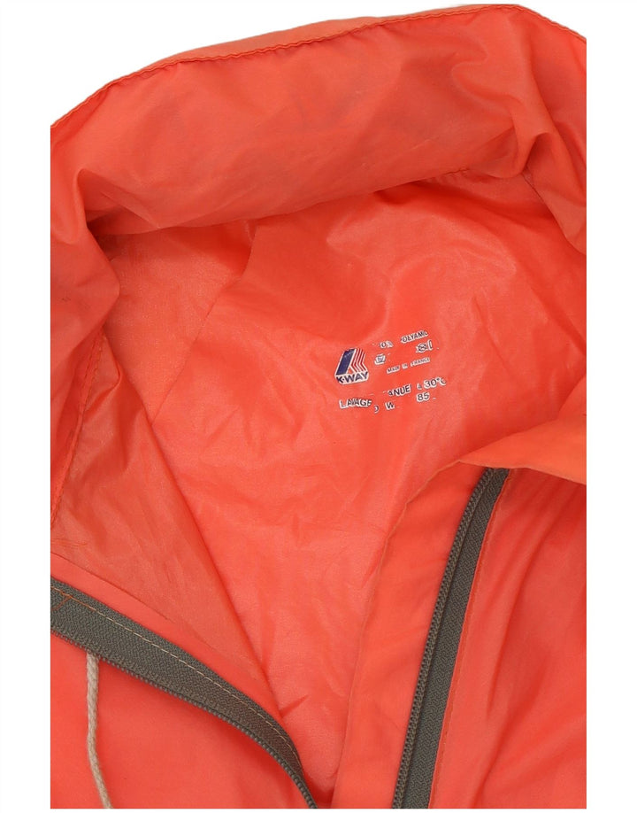 K-Way Womens Hooded Rain Jacket UK 16 Large Orange