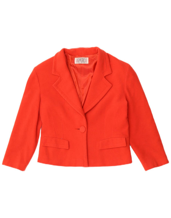 Armorica Womens 1 Button Blazer Jacket IT 44 Medium Red Wool