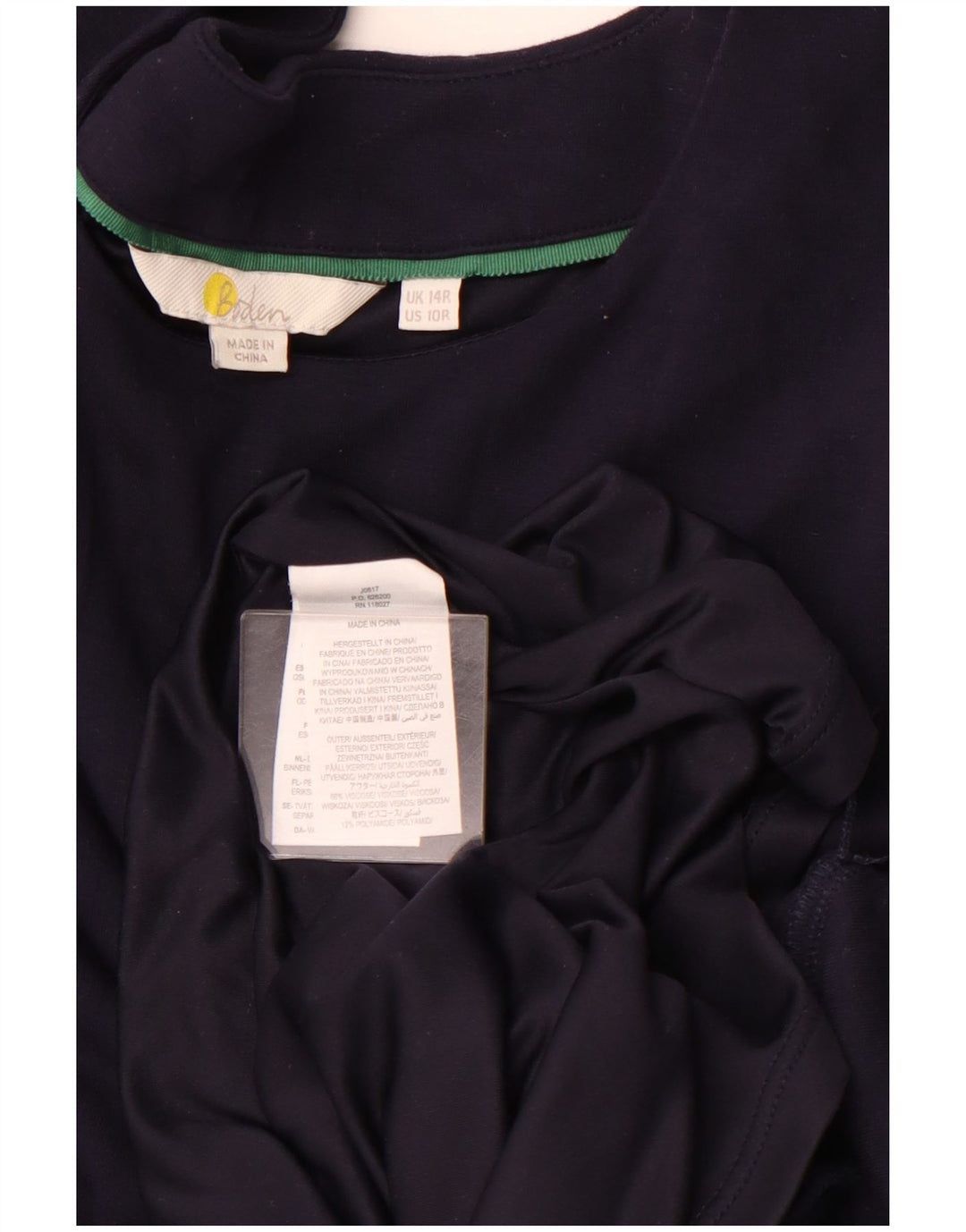 BODEN Womens Long Sleeve A-Line Dress UK 14 Medium Navy Blue Viscose