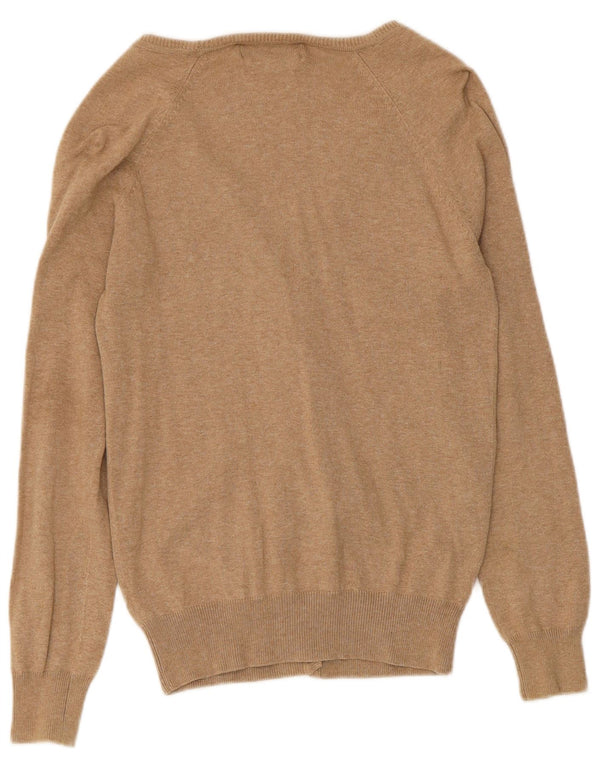 Zara Womens Cardigan Sweater UK 16 Large Beige Cotton