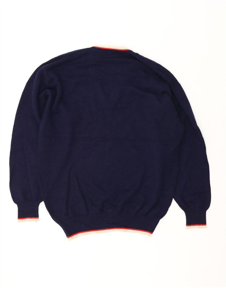 Pringle Mens V-Neck Jumper Sweater Large Navy Blue New Wool