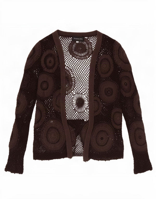 Patrizia Pepe Womens Crochet Cardigan Top IT 42 Medium Brown Geometric