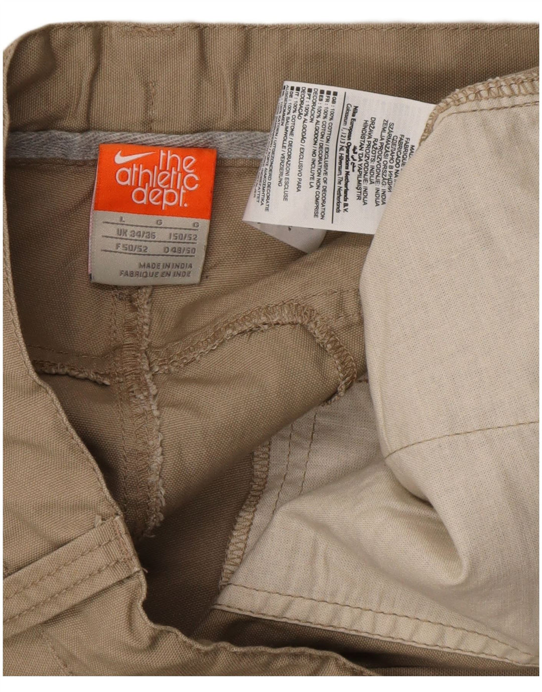 NIKE Mens Straight Cargo Trousers Large W36 L32 Beige Cotton