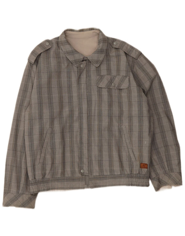 Faciba Mens Military Bomber Jacket UK 38 Medium Grey Check