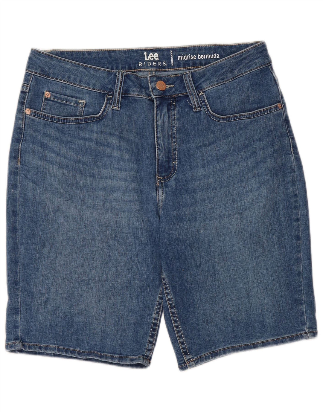 LEE Womens Riders Mid Rise Bermuda Denim Shorts US 10 Large W30  Blue