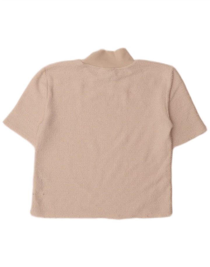 Zara Womens T-Shirt Top UK 12 Medium Off White Polyester