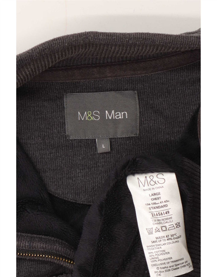 Marks & Spencer Mens Tracksuit Top Jacket Large Grey Cotton