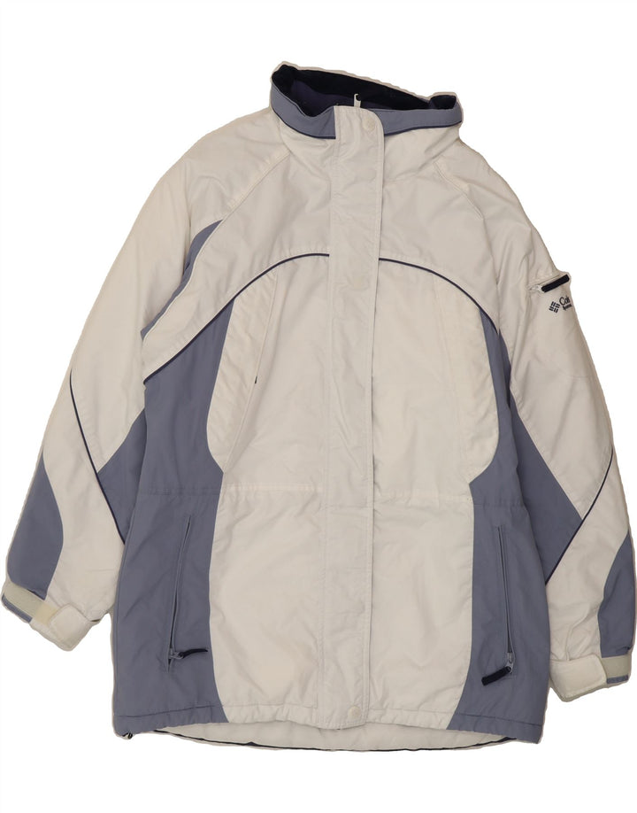 COLUMBIA Womens Oversized Windbreaker Coat UK 16 Large White Colourblock Vintage Columbia and Second-Hand Columbia from Messina Hembry 