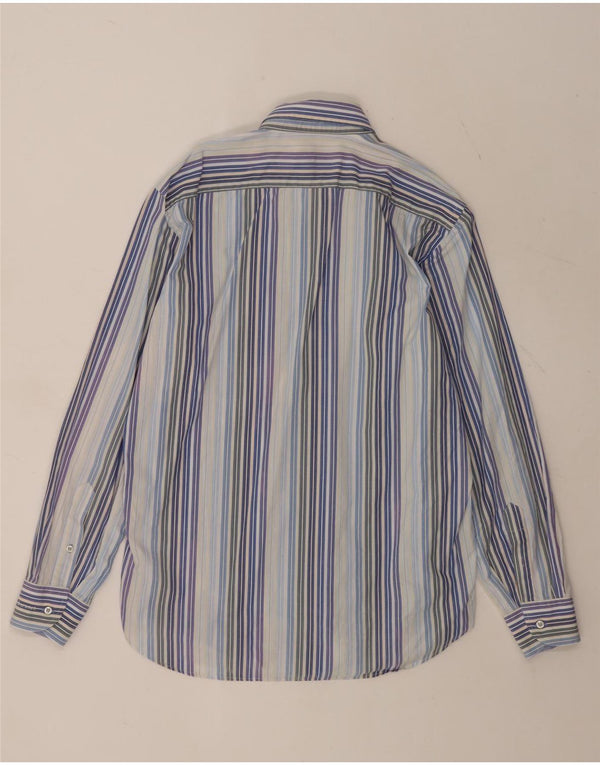 Roccobarocco Mens Shirt Size 40 15 3/4 Medium Blue Striped Cotton
