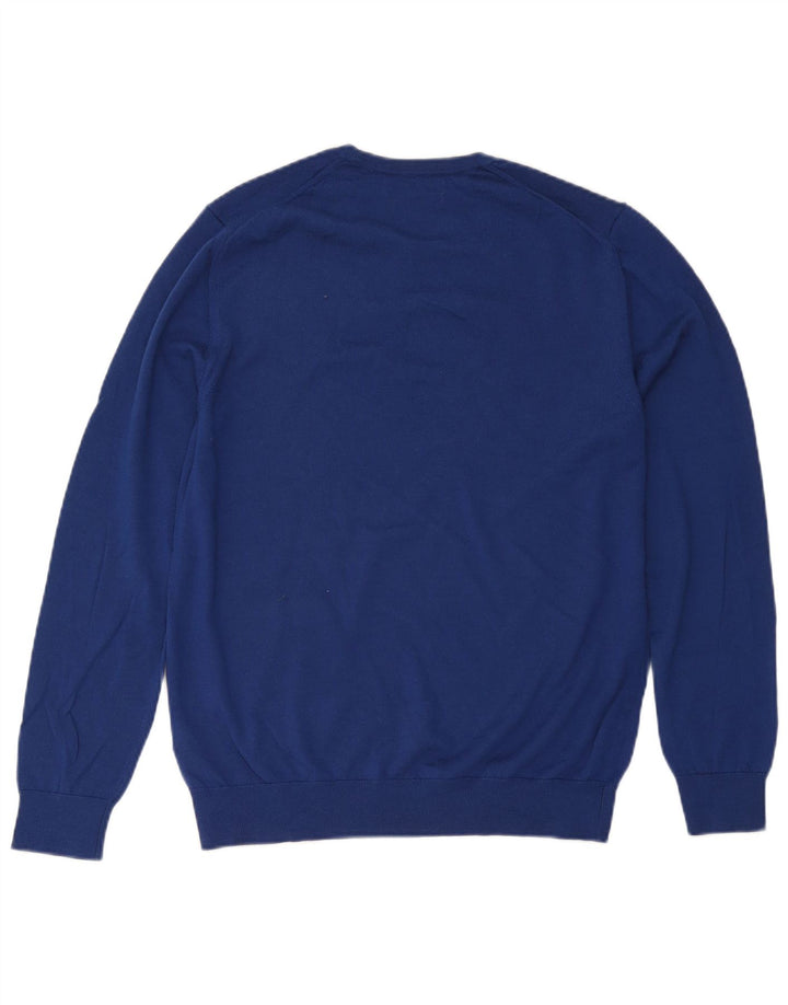 Marks & Spencer Mens Crew Neck Jumper Sweater Large Blue Merino Wool