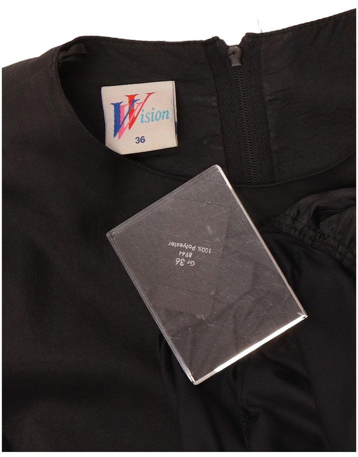 VINTAGE Womens Long Sleeve Tiered Dress EU 36 Small Black Polyester