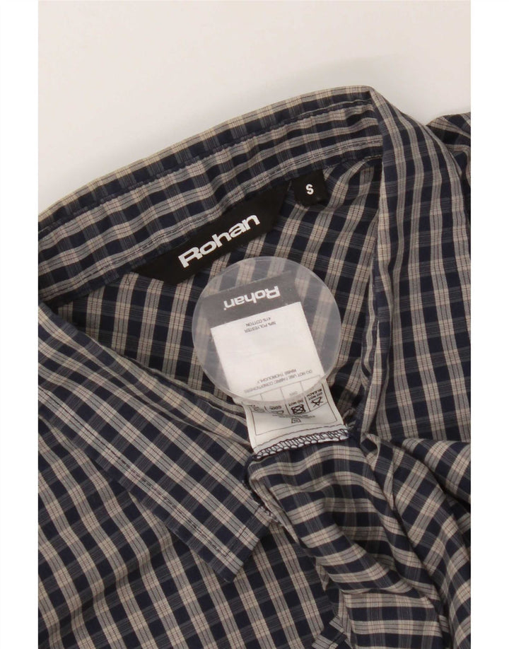 Rohan Mens Short Sleeve Shirt Small Navy Blue Gingham Polyester