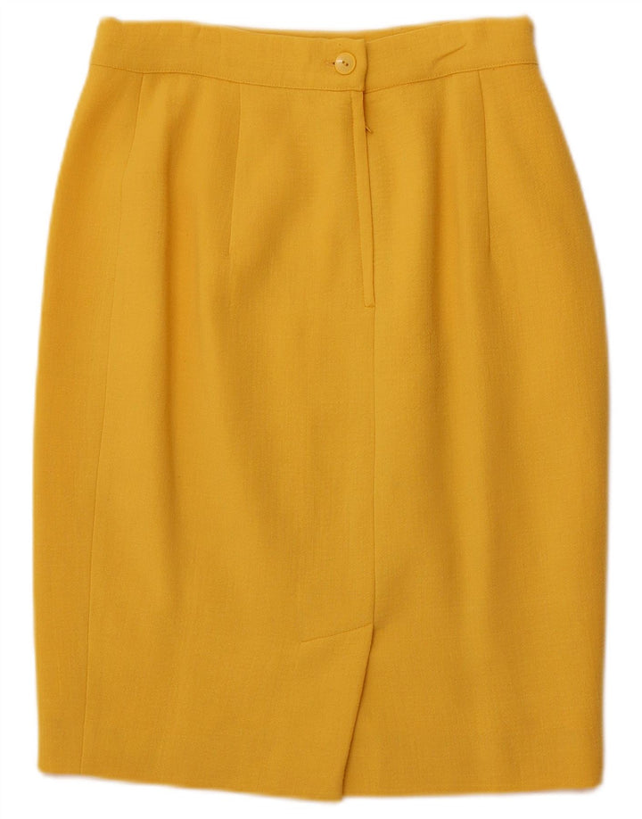 VINTAGE Womens 4 Button 2 Piece Skirt Set IT 44 Medium W26 Yellow Wool