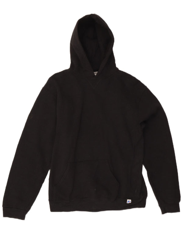 RUSSELL ATHLETIC Boys Hoodie Jumper 13-14 Years XL Black Cotton