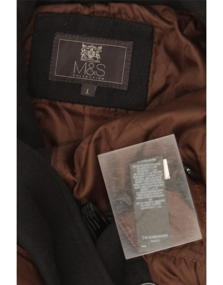 Marks & Spencer Mens Pea Coat UK 40 Large Black Polyester