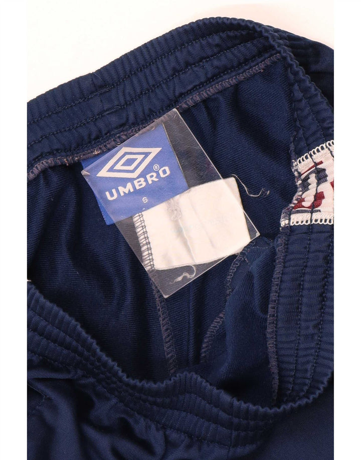 Umbro Mens Graphic Tracksuit Trousers Small Navy Blue Colourblock Polyester