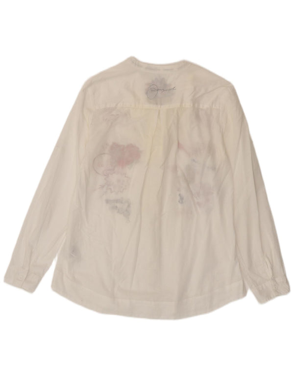 Desigual Womens Graphic Long Sleeve Blouse Top UK 14 Large White Floral