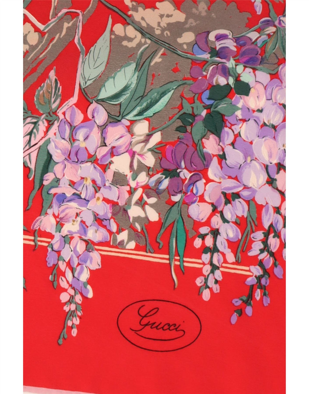 Gucci Womens Square Scarf One Size Red Floral Silk