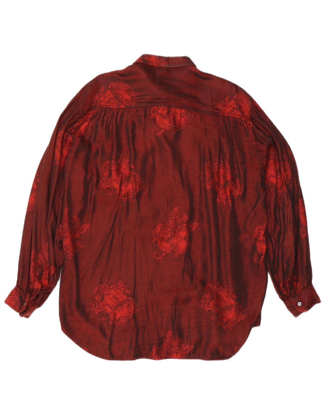 CLINIQUE Mens By Riccardo Bini Shirt Medium Burgundy Floral Acetate