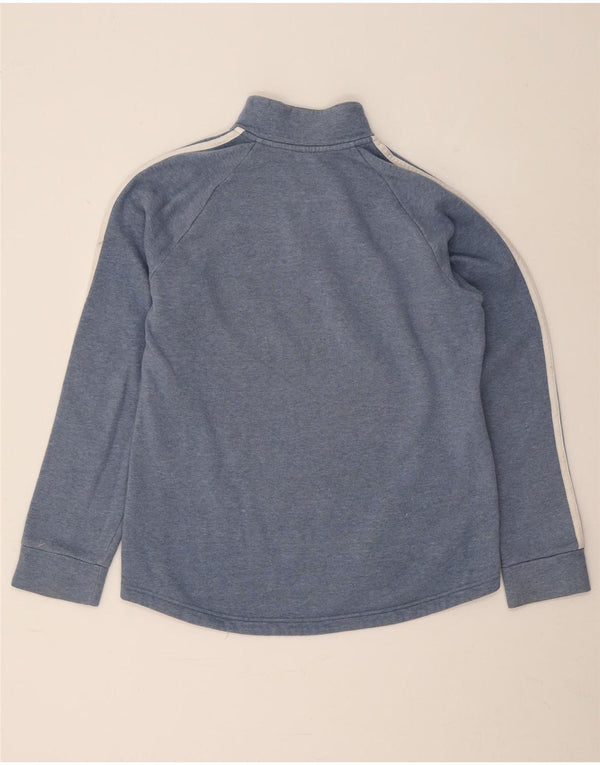 Adidas Womens Zip Neck Sweatshirt Jumper UK 12/14 Medium Blue Cotton