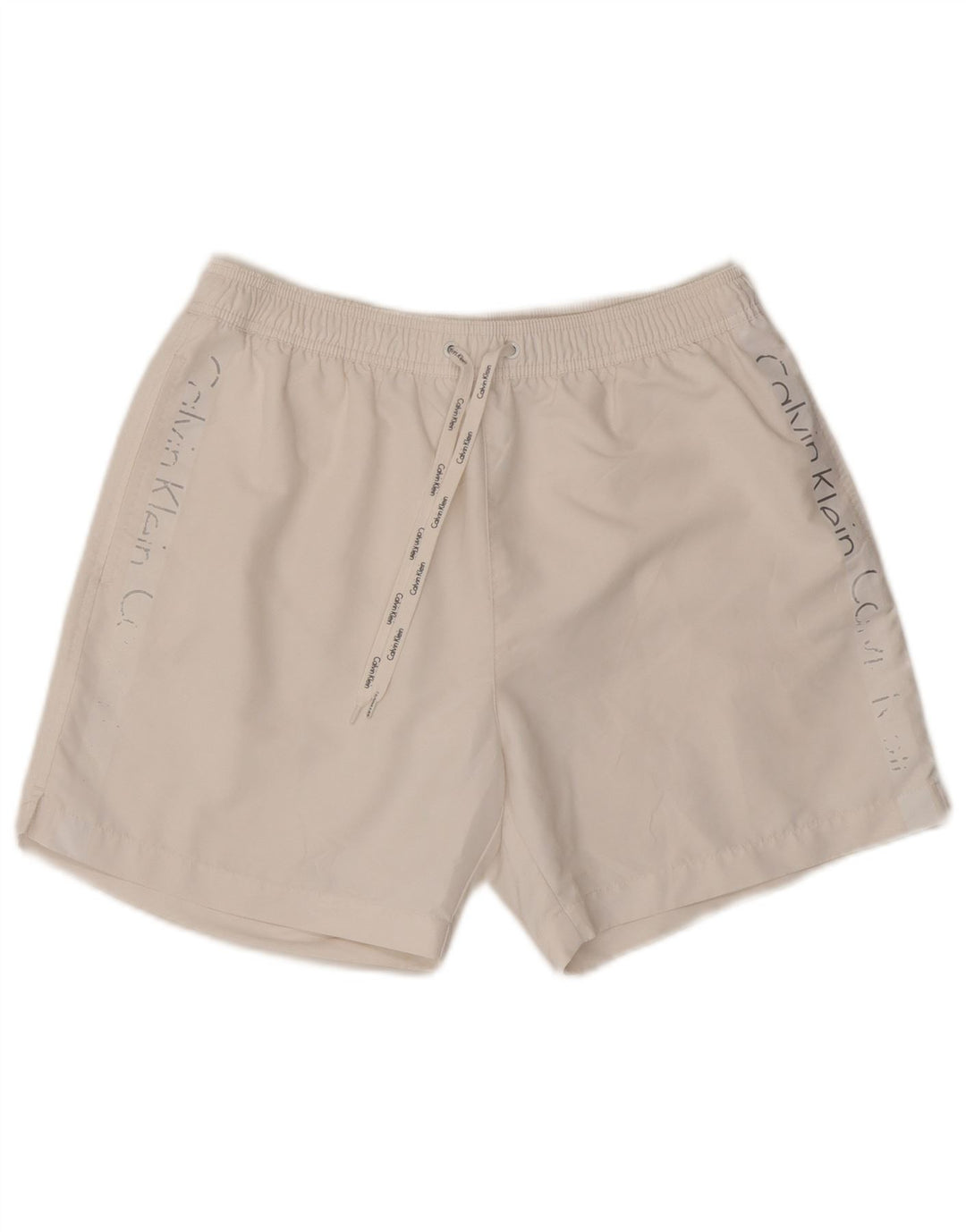 Calvin Klein Mens Graphic Swimming Shorts Medium  White Polyester