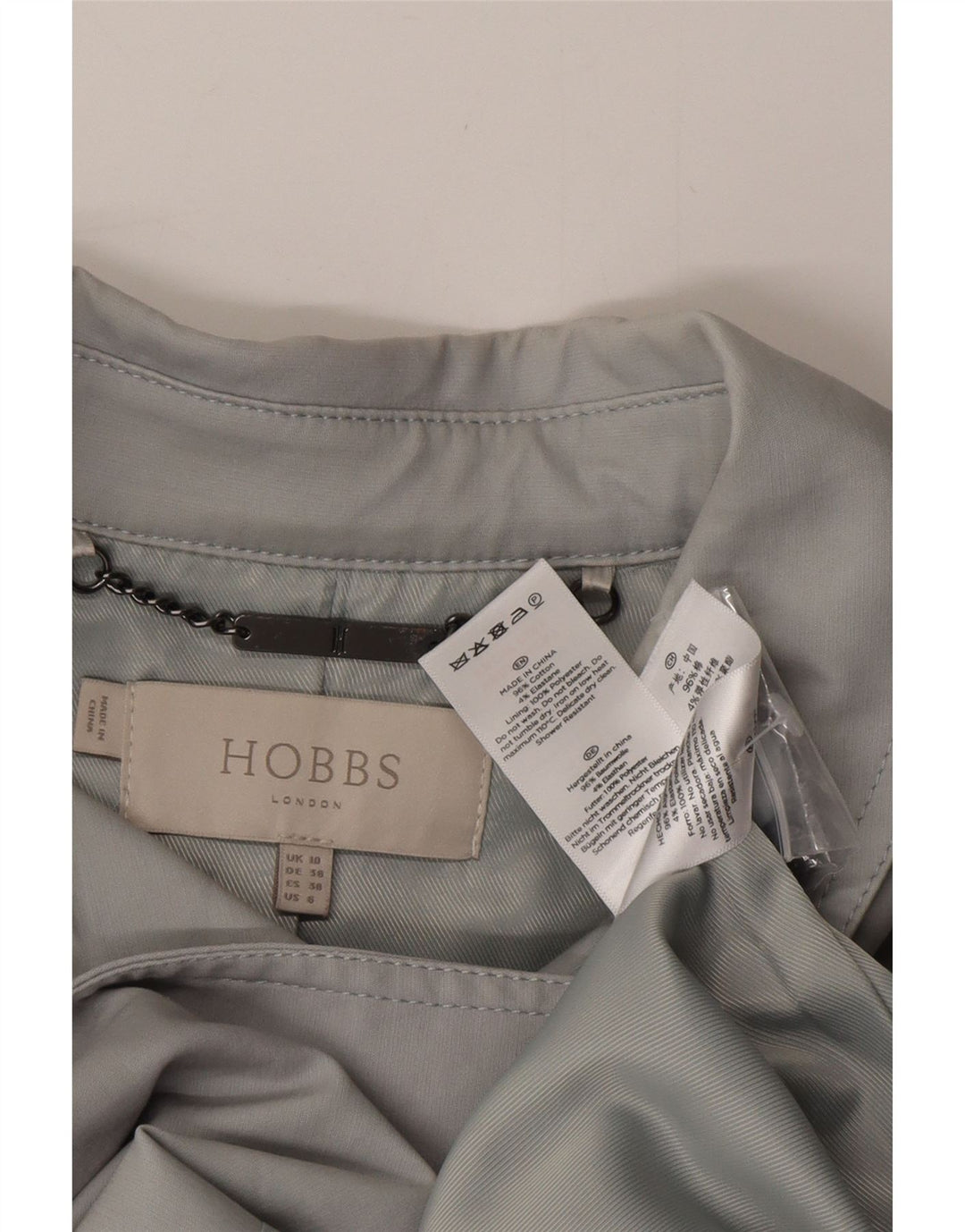 HOBBS Womens Trench Coat UK 10 Small Grey Cotton