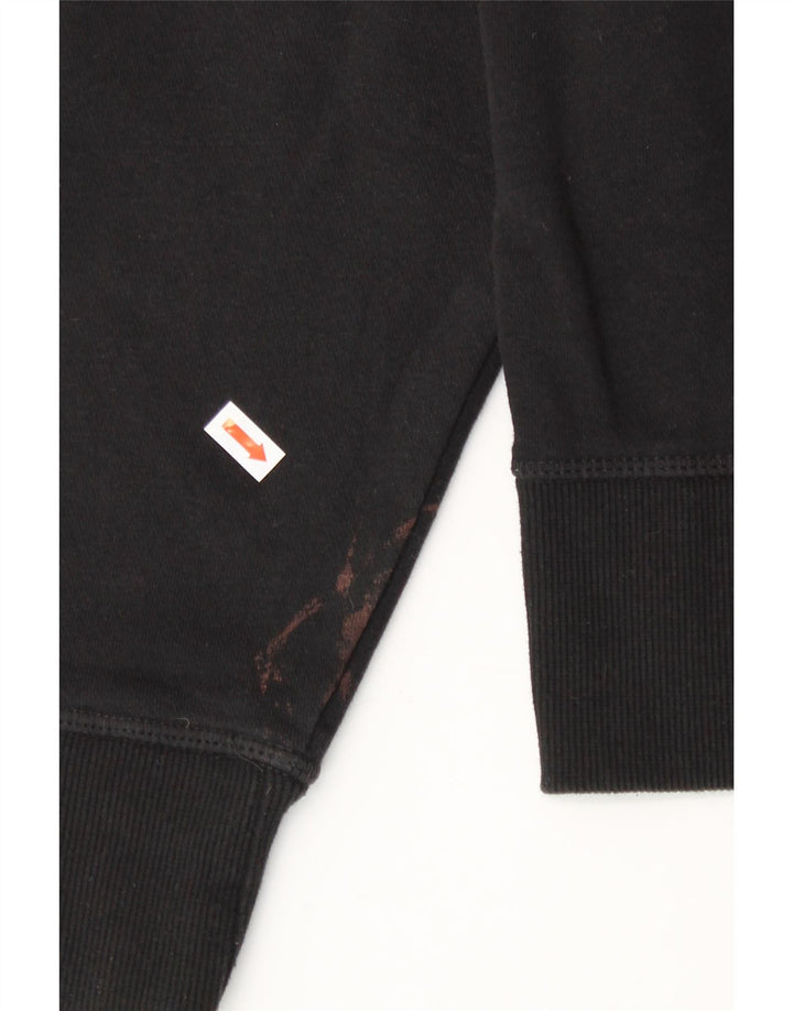 REEBOK Womens Zip Hoodie Sweater UK 14 Medium Black Cotton