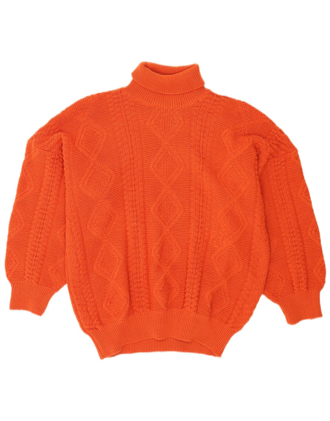 Vintage Mens Roll Neck Jumper Sweater Large Orange