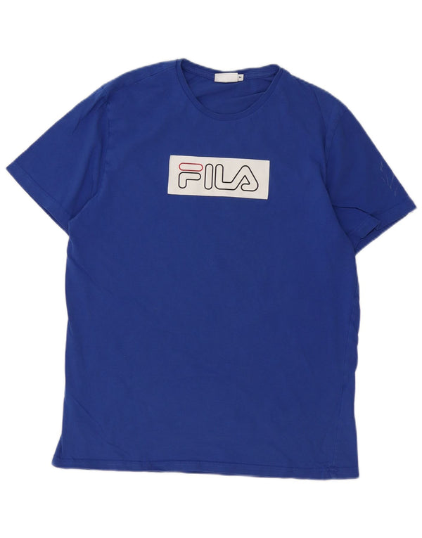 Fila Mens Graphic T-Shirt Top Medium Blue Cotton