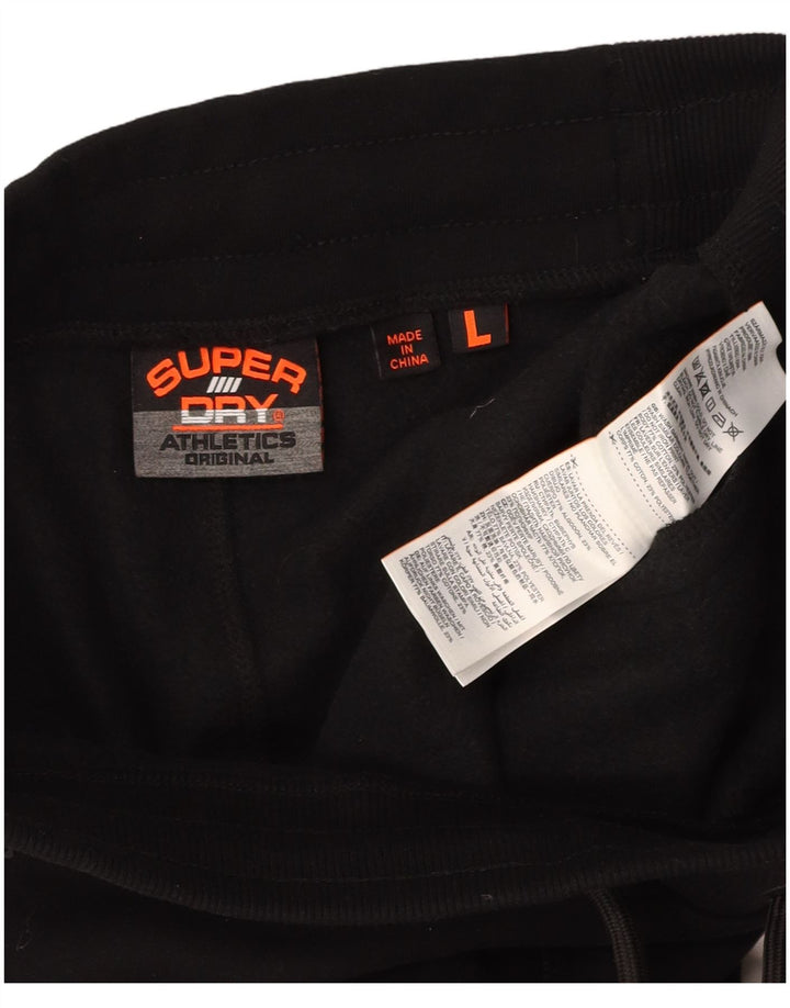 SUPERDRY Mens Tracksuit Trousers Joggers Large  Black Cotton