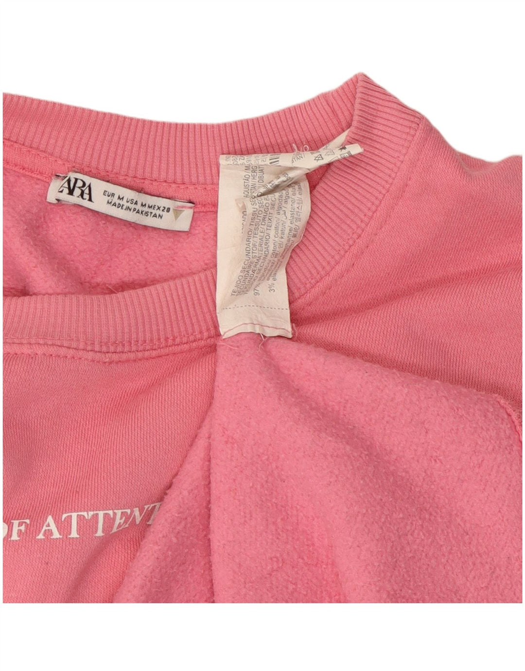 ZARA Womens Graphic Sweatshirt Jumper UK 14 Medium Pink Cotton