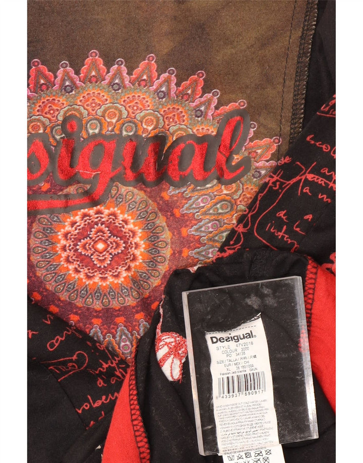 DESIGUAL Womens Graphic Long Sleeve A-Line Dress UK 18 XL Black Paisley