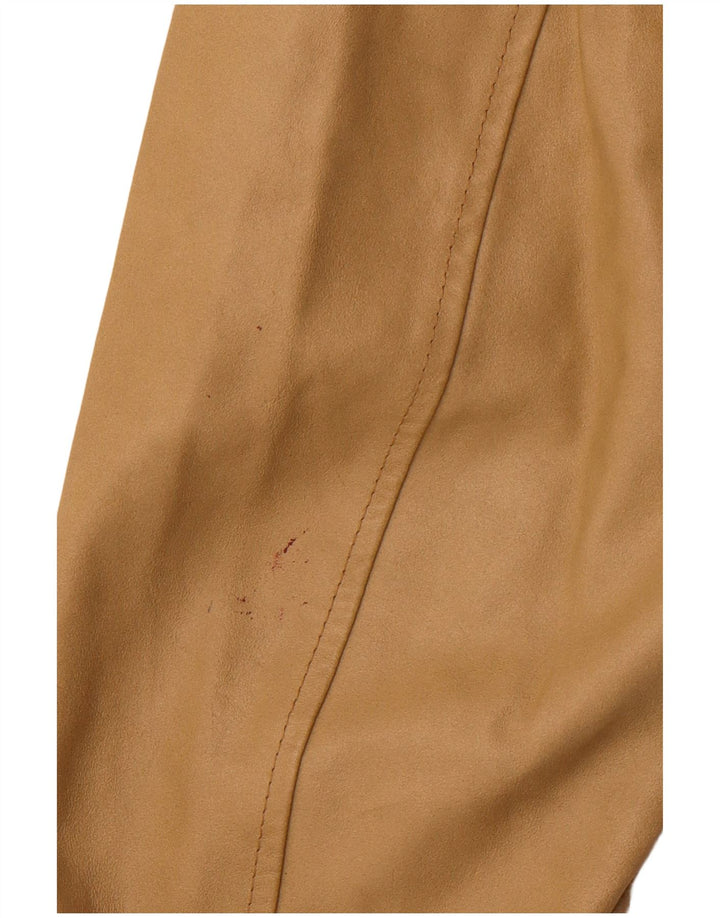 VINTAGE Womens Leather Jacket UK 18 XL Beige Leather