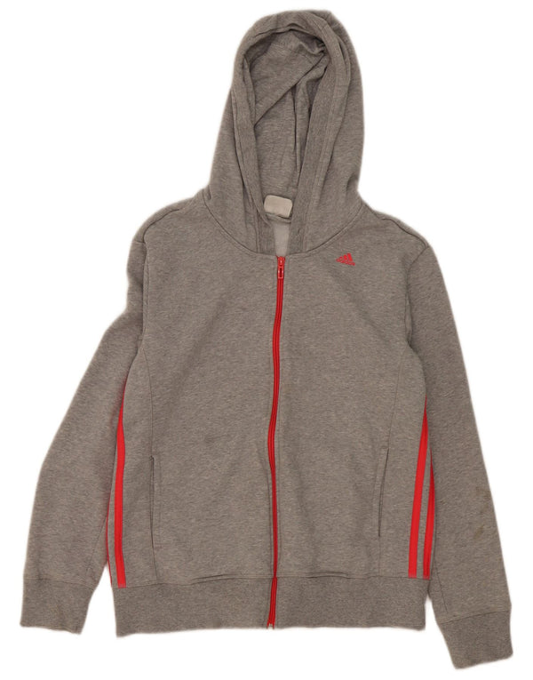 Adidas Womens Climalite Zip Hoodie Sweater UK 16/18 Large Grey Flecked