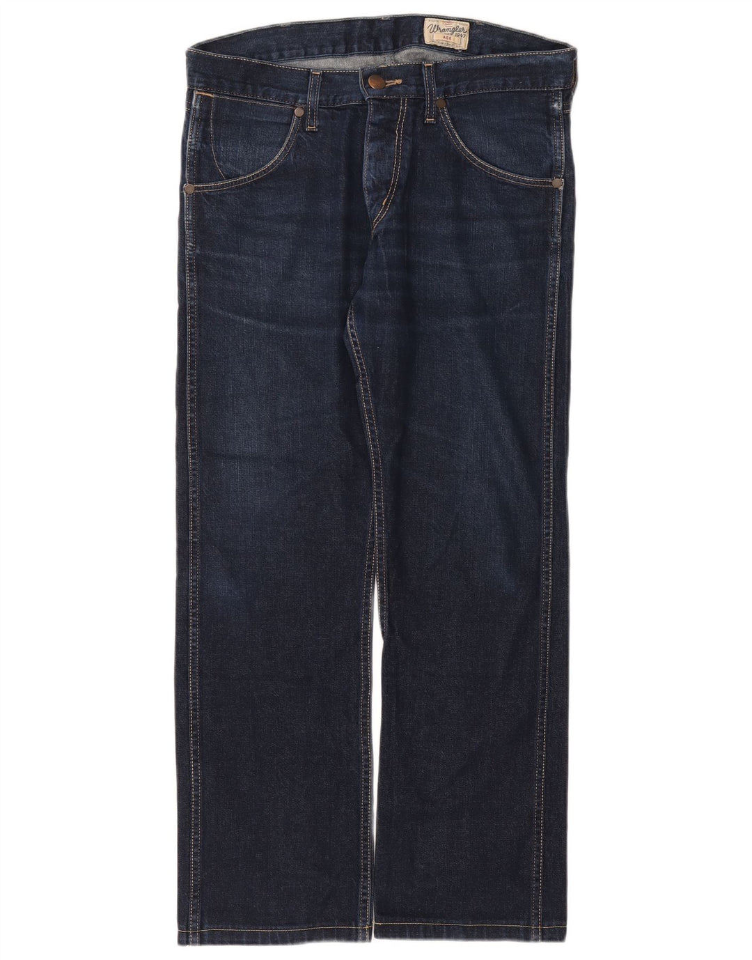 Wrangler Mens Ace Straight Jeans W32 L32 Navy Blue Cotton