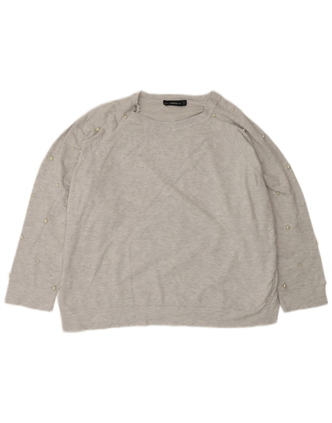 ZARA Womens Oversized Boat Neck Jumper Sweater UK 14 Medium Grey