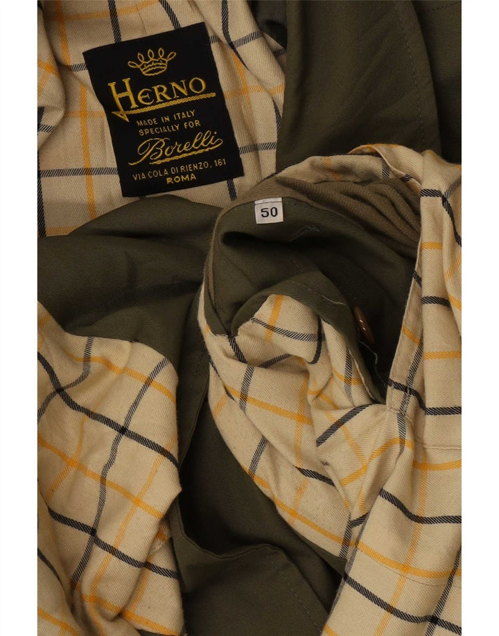 Herno Mens Trench Coat IT 50 Large Green