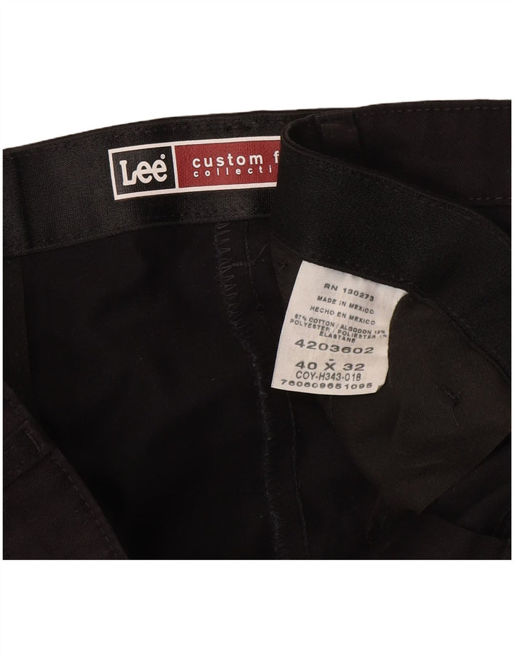 LEE Mens Custom Fit Straight Chino Trousers W40 L32 Black Cotton
