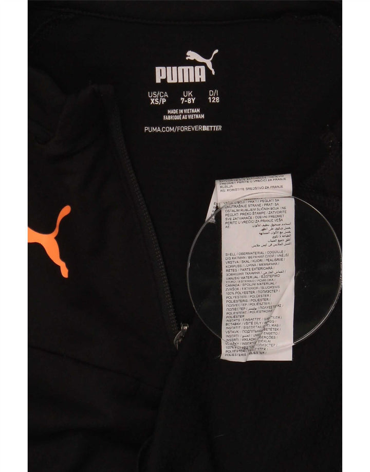 Puma Boys Zip Neck Pullover Tracksuit Top 7-8 Years Black Polyester