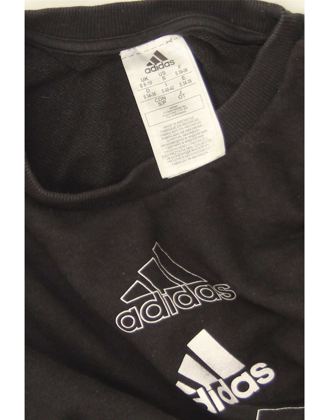 Adidas Womens Graphic Oversized Sweatshirt Jumper UK 8/10 Small Black