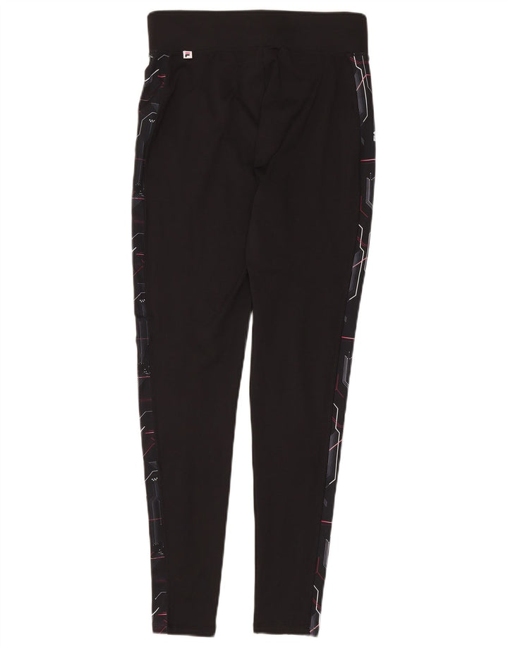 Fila Womens Graphic Leggings UK 12 Medium Black Geometric Polyester