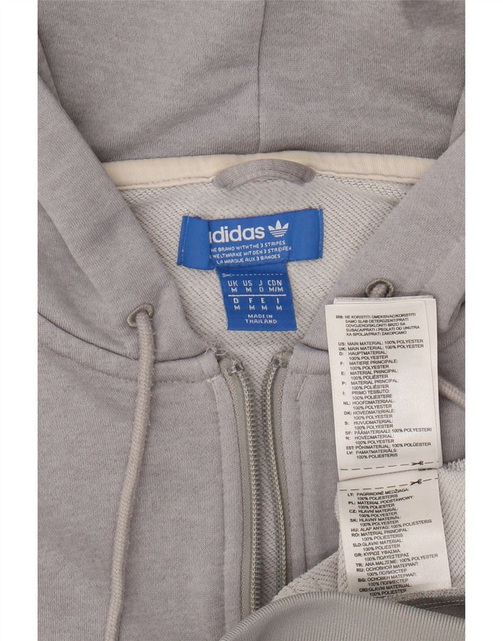 ADIDAS Mens Zip Neck Hoodie Jumper Medium Grey Polyester