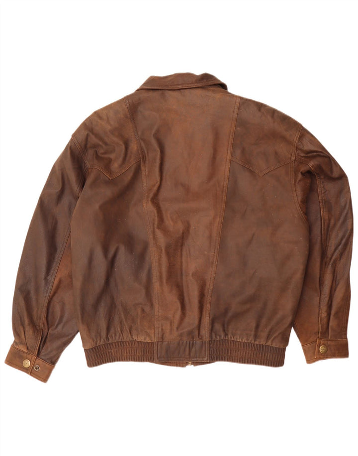 Vintage Mens Leather Jacket IT 52 XL Brown