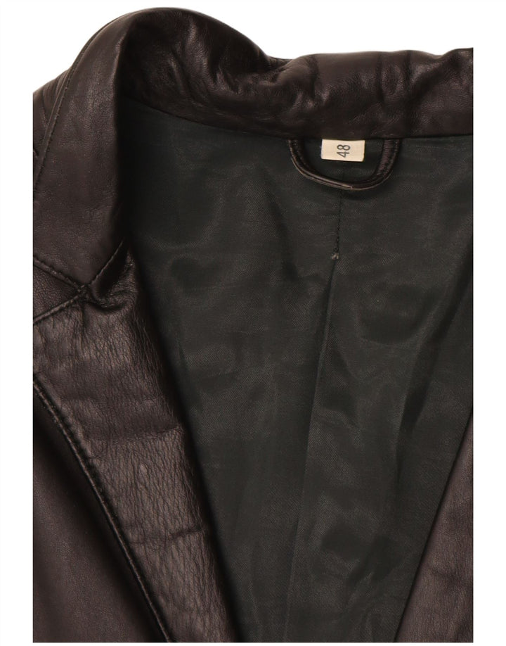 Vintage Womens Leather Jacket IT 48 XL Black